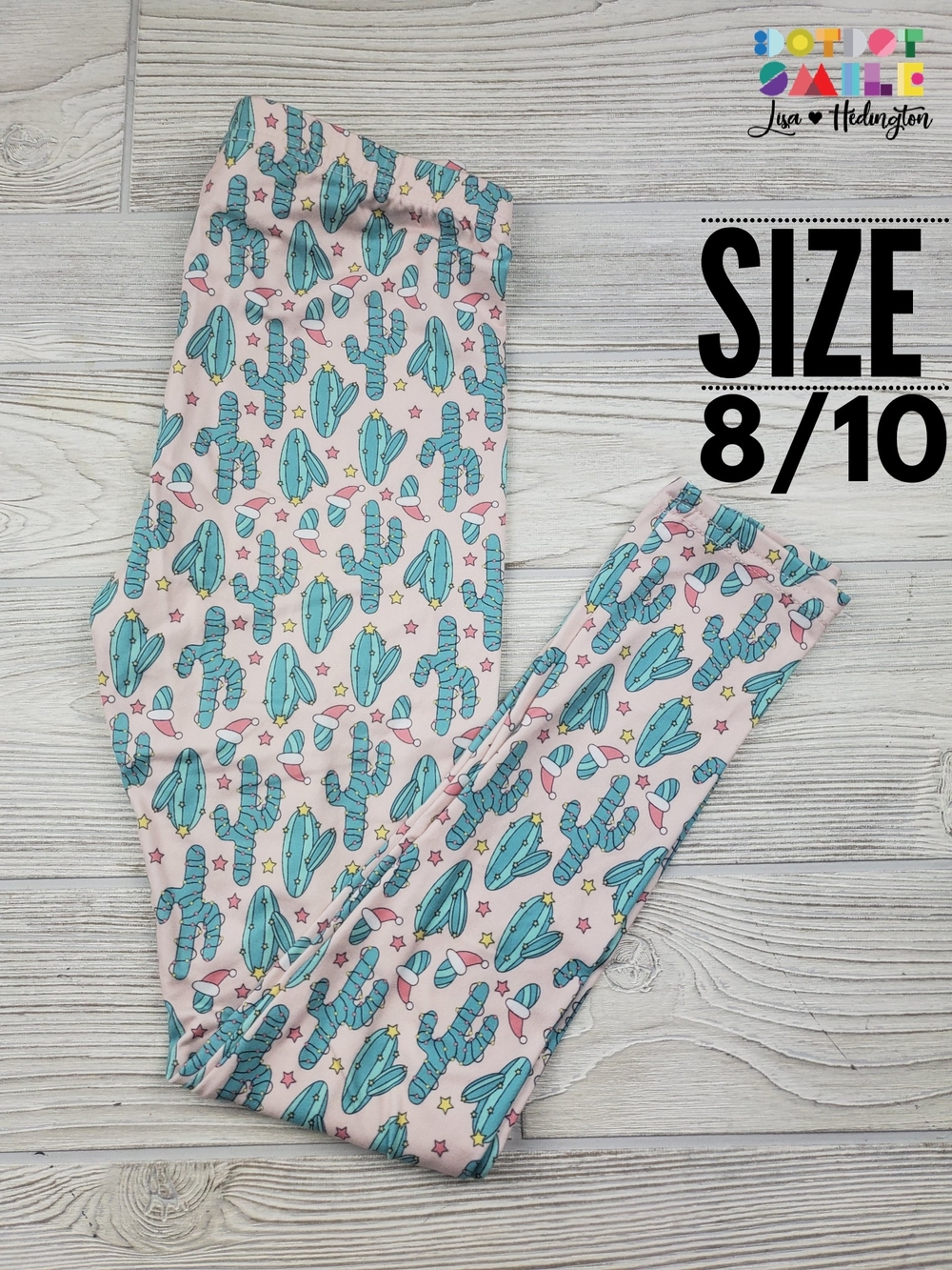 NWT DotDotSmile Santa Hat Cactus Print Leggings- Size 8/10